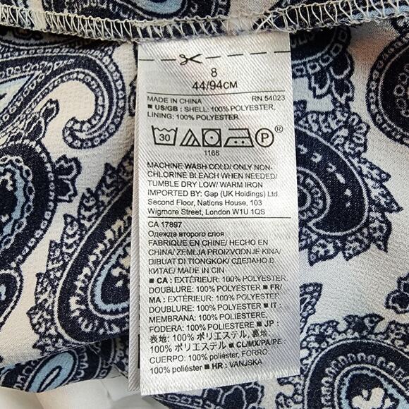 Banana Republic One Shoulder Asymmetrical Blue Paisley Dress | Women's 8 - Picture 10 of 10